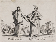 KG 10712
<br/>
Pulliciniello en Signora Lucretia ("Sfessania")
<br/>
<em>Callot, Jacques (1592 - 1635)</em>